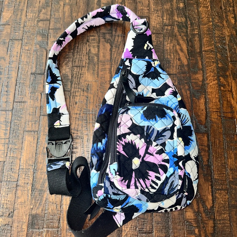 Vera Bradley Plum Pansies Mini Sling Bag